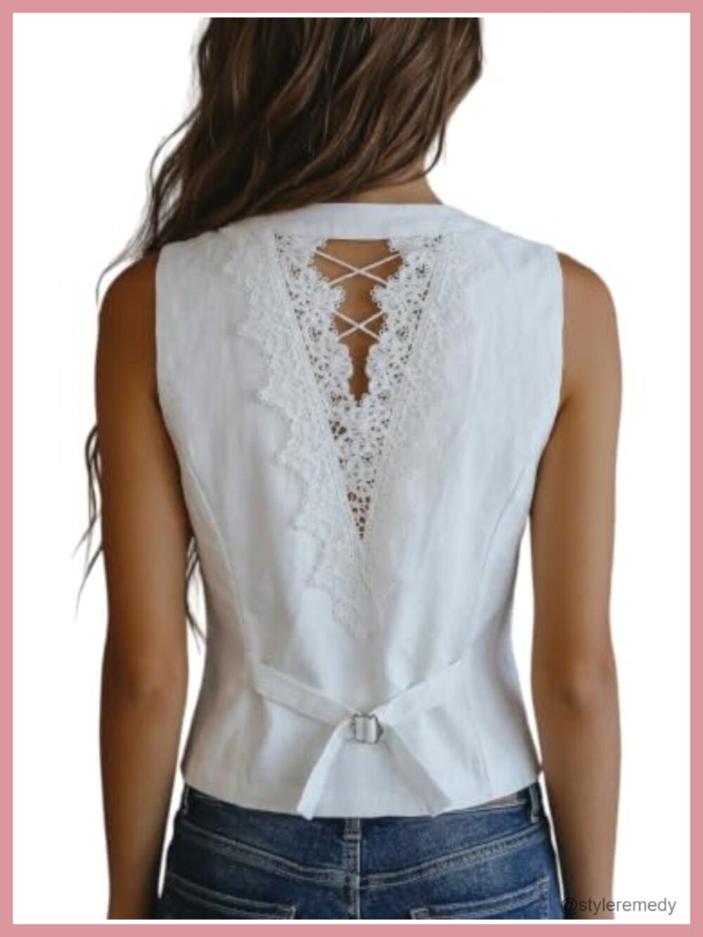 Linen Sleeveless Blouse Lace Back Tie Waist Summer Tank Top Boho Vest